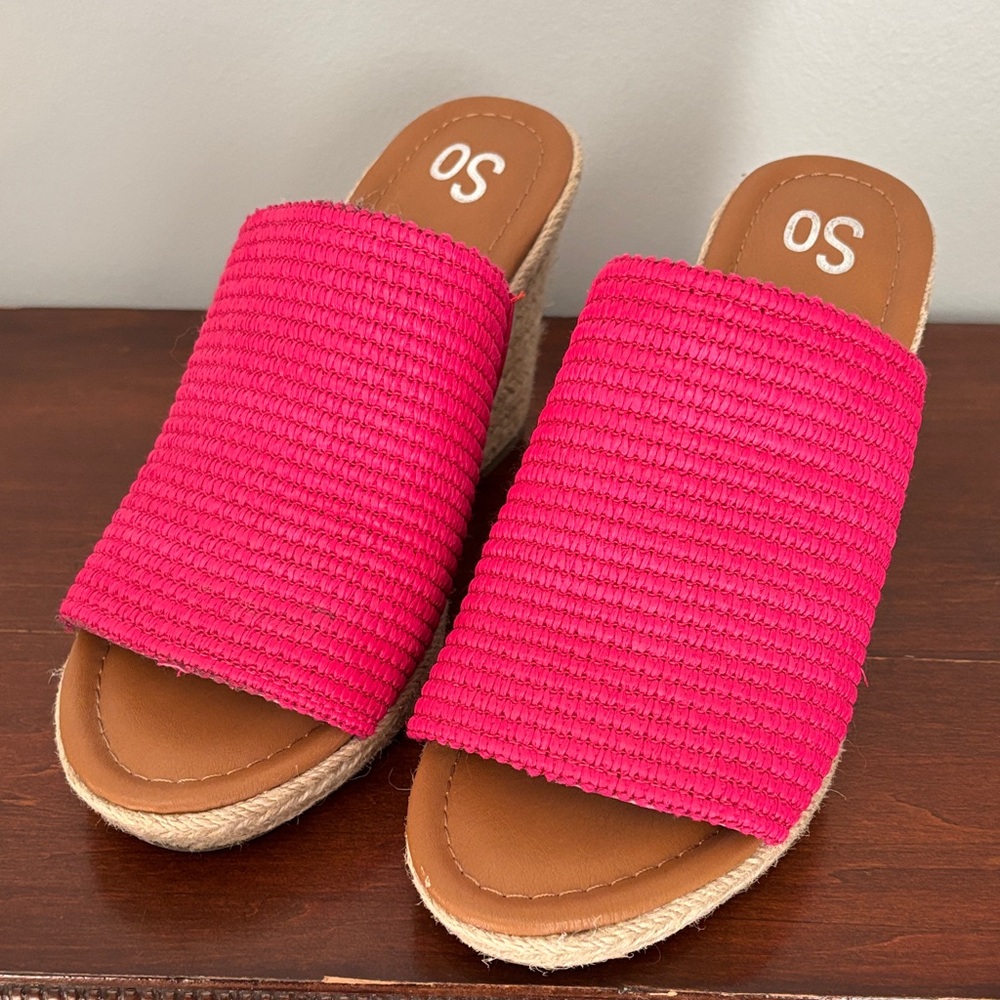 SO Women's Bright Pink Espadrille Slides